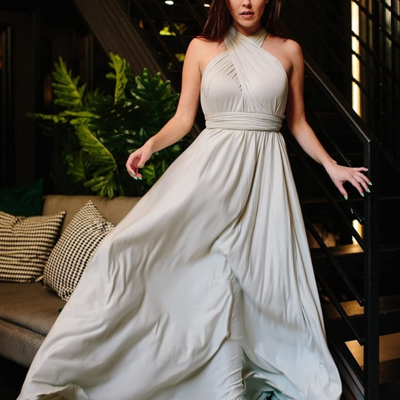 Convertible Infinity Dress & Bandeau Long Maxi Bridesmaid/Prom Dresses Sage - Picture 3 of 7